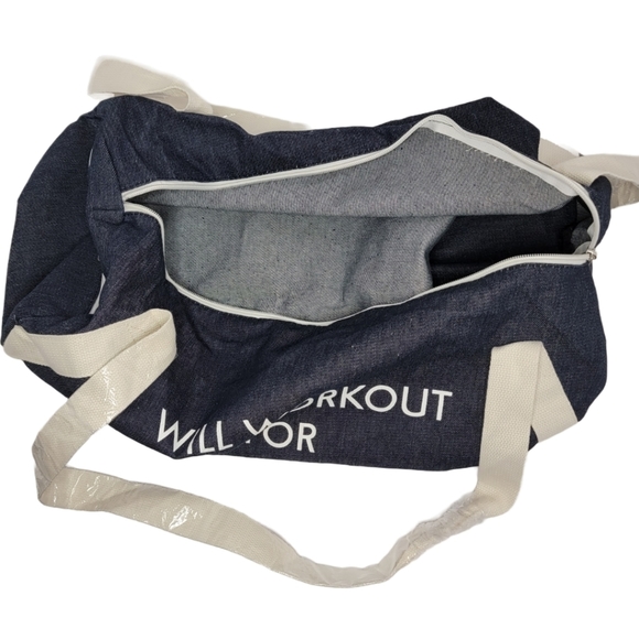 BNWT PRIVATE PARTY | WILL WORK OUT FOR CUPCAKES | Denim Gym Bag​​ HOST PICK - Picture 6 of 6